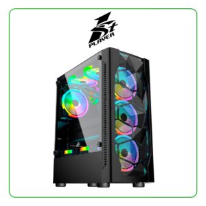 CASE 1STPLAYER DK-D4 NEGRO | FUENTE | 1 PANEL VIDRIO | LED -RGB ( D4 )