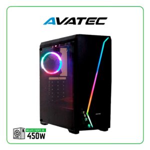 CASE AVATEC CCA-4604BK C/ FUENTE REAL 450W LED-RGB VIDRIO TEMPLADO PUERTO USB 3.0. (AV-CCA-4604BK)