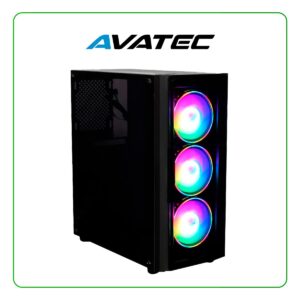 CASE AVATEC CERTIFICADO CCA-4507B FUENTE REAL 550W - NEGRO - 1 PANEL VIDRIO - LED - RGB ( CCA-4507B )