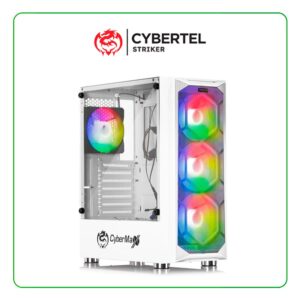 CASE CYBERTEL STRIKER CBX5013W BLANCO GABINETE GAMER C/VIDRIO TEMPLADO, 4FAN LED RGB, S/FUENTE (S00190)