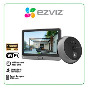 TIMBRE EZVIZ CON MIRILLA SMART INALAMBRICO / WIFI / 1080P / BATERÍA 4600 mAh / PANTALLA 4.3" / VISIÓN NOCTURNA / VISIÓN 155° (1900206)