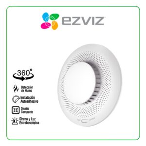 SENSOR DETECTOR DE HUMO EZVIZ T4C INALÁMBRICO CON SIRENA Y LUZ ESTROBOSCÓPICA (1900207)