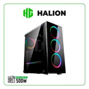 CASE HALION MAGIC MIRROR  500W / 2 PANEL VIDRIO / LED -RGB / 4 COOLER ( MAGIC MIRROR )