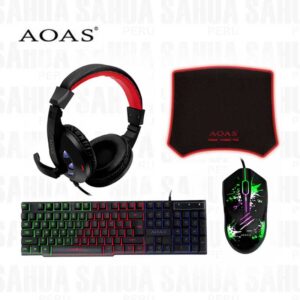 KIT GAMING AOAS 4 EN AS-1066 TECLADO-MOUSE-PAD MOUSE-AURICULAR / MULTICOLOR ( AS-1066 )