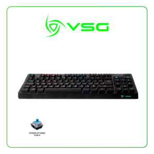 TECLADO GAMING VSG QUASAR BLACK OUTEMU RED | NEGRO | MECANICO 80% | SWITCH BLUE | LED-RGB (VG-K387-BLK-BLUE)