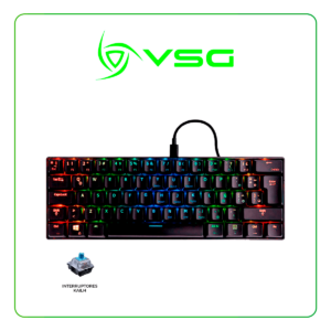 TECLADO MECANICO VSG MINTAKA NEGRO SWITCH BLUE - MECANICO 60% - LED-RGB -  INTERRUPTOR KAILH ( VG-KM981-BLK-BLUE )