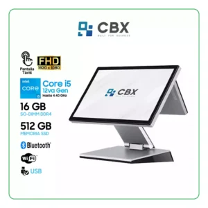 CBX EPOS-X3 Terminal POS / Intel Core i5,12va Gen / 16GB RAM DDR4 / SSD 512 GB /  Pantalla de 15" HD / Placa Industrial /  WIFI / BT / No incluye S.O. (90102520)