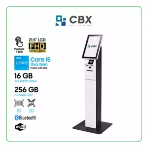 CBX KPOS-6210E Kiosko de Autoservicio, 21.5" FHD LCD 1920*1080 Touch, Core i5-11, 16GB/DDR4, SSD 256GB, Imp 3", Lector 2D, WiFi, BT (90102520)