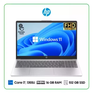 LAPTOP HP 15-FD0127DX INTEL CORE i7, 1355U / 16GB RAM / 512GB SSD / 15.6" FHD (1920 X 1080), TOUCHSCREEN / INTEL IRIS XE GRAPHICS / WINDOWS 11 HOME
