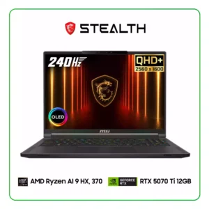 LAPTOP MSI STEALTH A16 AI+ A3XWHG-079US AMD RYZEN AI 9 HX, 370 / 32GB RAM / 2TB SSD / 16" QHD+ (2560 X 1600), OLED, 240HZ / NVIDIA RTX 5070 Ti 12GB / WINDOWS 11 HOME