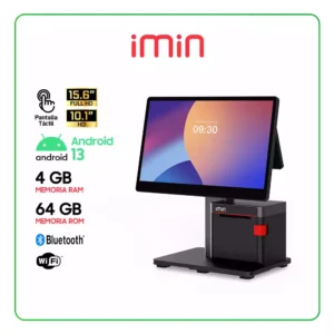 IMIN Swam 2 (Doble Pantalla) All in One PUNTO DE VENTAS / Octa-core 2.0GHz / 4GB RAM + 64GB ROM / Pantalla 15.6" FHD + 10.1" HD / Impresora 80mm / WiFi 6 / Bluetooth 5.4 / Parlante / TF Card (90102521)