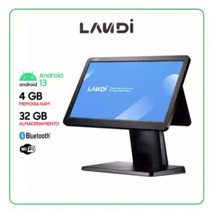 PUNTO DE VENTAS Landi C20 Lite (Doble Pantalla) All in One / Quad-core CPU, 2.0GHz / Android 13 / 4GB RAM / 32GB ALM. / Pantalla 15.6" FHD + 10.1" HD/ WiFi / Bluetooth 4.2 BLE / Parlante / SD Card (90072610)